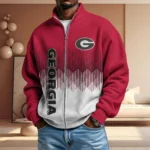 Georgia Bulldogs Men’s Full Zip Waffle Knit Long Sleeve Sweatshirt