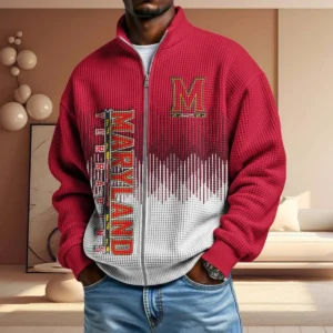 Maryland Terrapins Men’s Full Zip Waffle Knit Long Sleeve Sweatshirt