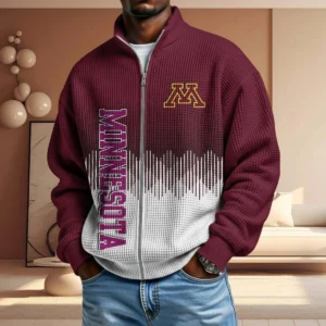 Minnesota Golden Gophers Men’s Full Zip Waffle Knit Long Sleeve Sweatshirt