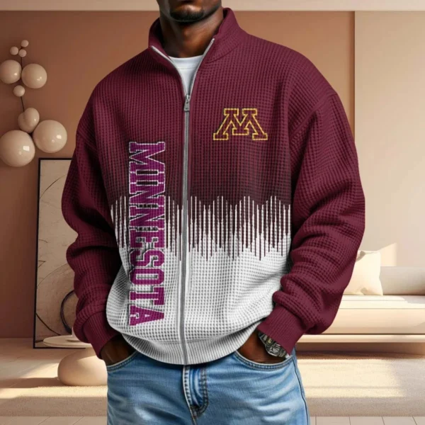 Minnesota Golden Gophers Men’s Full Zip Waffle Knit Long Sleeve Sweatshirt