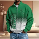 North Texas Mean Men’s Full Zip Waffle Knit Long Sleeve Sweatshirt