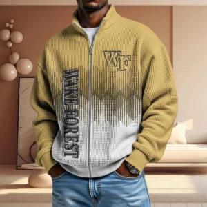 Wake Forest Demon Deacons Men’s Full Zip Waffle Knit Long Sleeve Sweatshirt