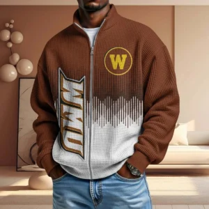 Western Michigan Broncos Men’s Full Zip Waffle Knit Long Sleeve Sweatshirt