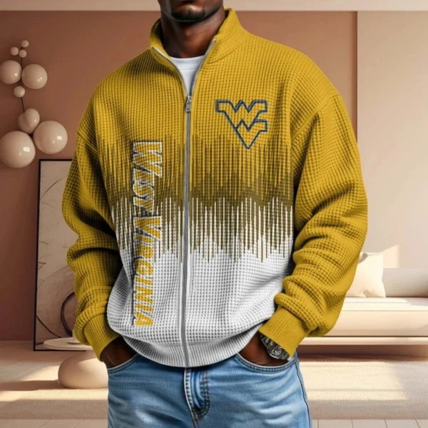 West Virginia Mountaineers Men’s Full Zip Waffle Knit Long Sleeve Sweatshirt