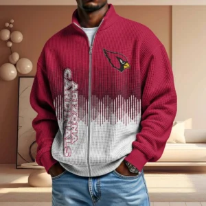 Arizona Cardinals Men’s Full Zip Waffle Knit Long Sleeve Sweatshirt
