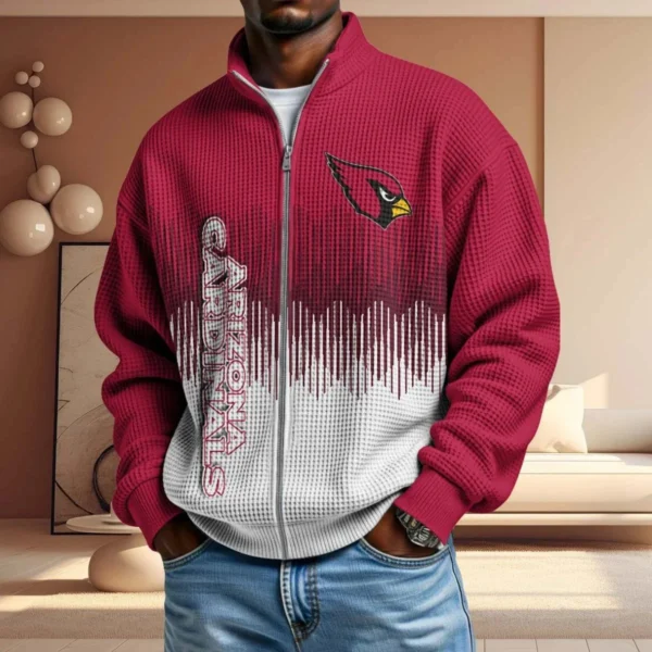 Arizona Cardinals Men’s Full Zip Waffle Knit Long Sleeve Sweatshirt