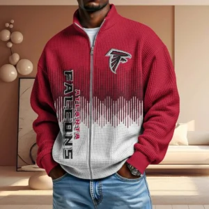 Atlanta Falcons Men’s Full Zip Waffle Knit Long Sleeve Sweatshirt