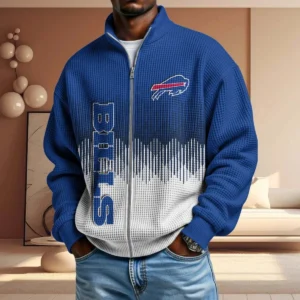 Buffalo Bills Men’s Full Zip Waffle Knit Long Sleeve Sweatshirt