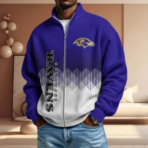 Baltimore Ravens Men’s Full Zip Waffle Knit Long Sleeve Sweatshirt