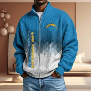 Los Angeles Chargers Men’s Full Zip Waffle Knit Long Sleeve Sweatshirt