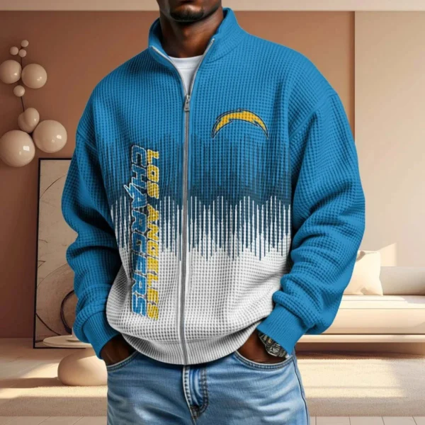 Los Angeles Chargers Men’s Full Zip Waffle Knit Long Sleeve Sweatshirt