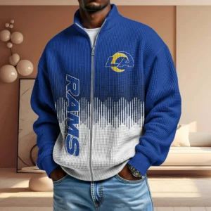 Los Angeles Rams Men’s Full Zip Waffle Knit Long Sleeve Sweatshirt