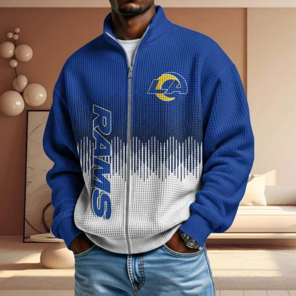 Los Angeles Rams Men’s Full Zip Waffle Knit Long Sleeve Sweatshirt