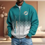 Miami Dolphins Men’s Full Zip Waffle Knit Long Sleeve Sweatshirt