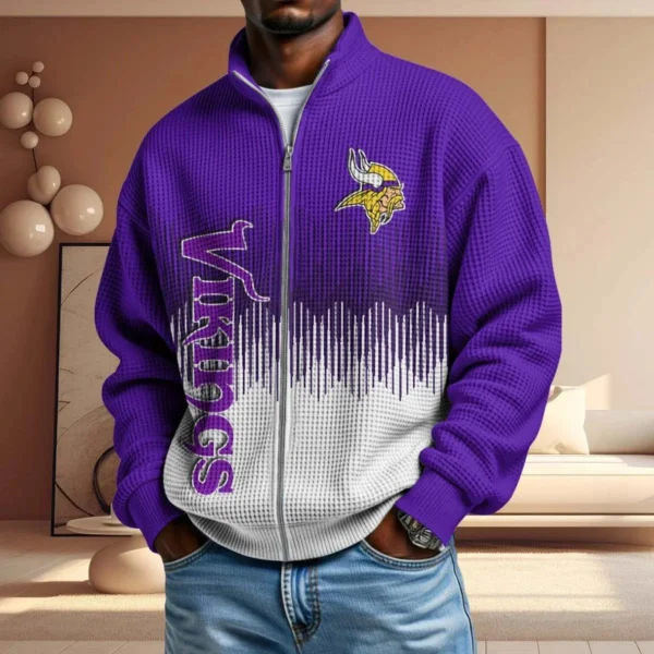 Minnesota Vikings Men’s Full Zip Waffle Knit Long Sleeve Sweatshirt