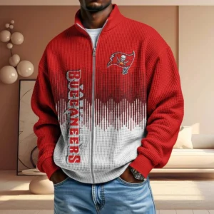 Tampa Bay Buccaneers Men’s Full Zip Waffle Knit Long Sleeve Sweatshirt