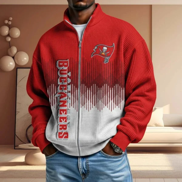 Tampa Bay Buccaneers Men’s Full Zip Waffle Knit Long Sleeve Sweatshirt