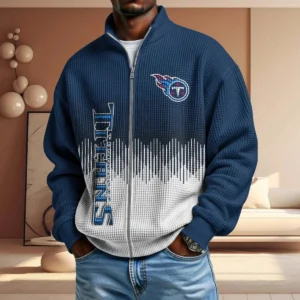 Tennessee Titans Men’s Full Zip Waffle Knit Long Sleeve Sweatshirt