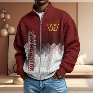 Washington Commanders Men’s Full Zip Waffle Knit Long Sleeve Sweatshirt