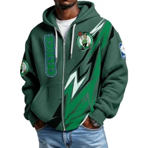 Boston Celtics Men’s Waffle Knit Full Zip-Up Hoodie