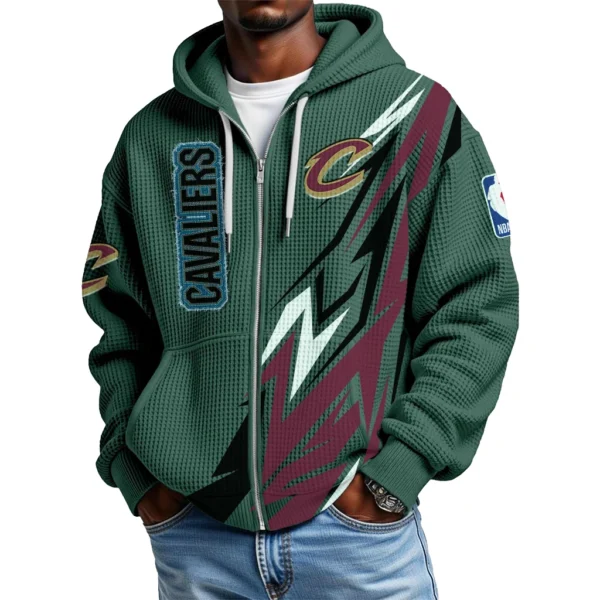 Cleveland Cavaliers Men’s Waffle Knit Full Zip-Up Hoodie