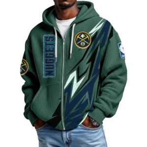 Denver Nuggets Men’s Waffle Knit Full Zip-Up Hoodie