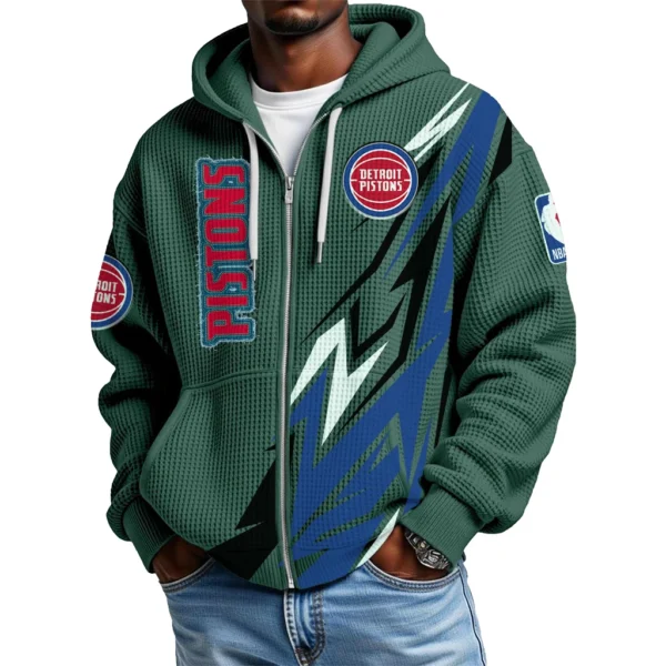 Detroit Pistons Men’s Waffle Knit Full Zip-Up Hoodie