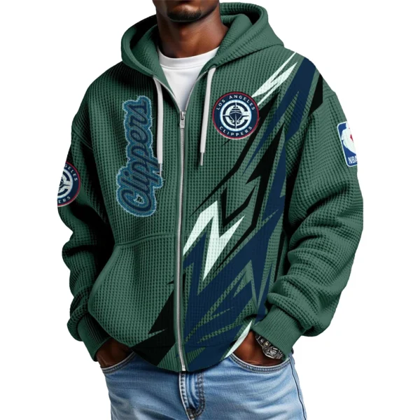 Los Angeles Clippers Men’s Waffle Knit Full Zip-Up Hoodie