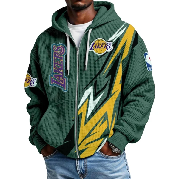 Los Angeles Lakers Men’s Waffle Knit Full Zip-Up Hoodie