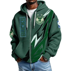 Milwaukee Bucks Men’s Waffle Knit Full Zip-Up Hoodie