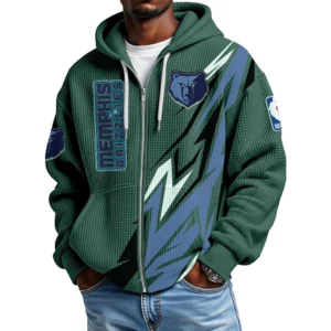 Memphis Grizzlies Men’s Waffle Knit Full Zip-Up Hoodie