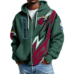 Miami Heat Men’s Waffle Knit Full Zip-Up Hoodie