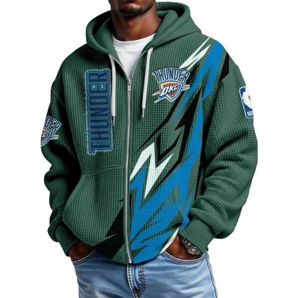 Oklahoma City Thunder Men’s Waffle Knit Full Zip-Up Hoodie