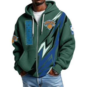 New York Knicks Men’s Waffle Knit Full Zip-Up Hoodie