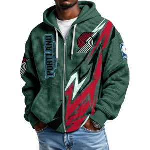 Portland Trail Blazers Men’s Waffle Knit Full Zip-Up Hoodie