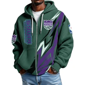 Sacramento Kings Men’s Waffle Knit Full Zip-Up Hoodie