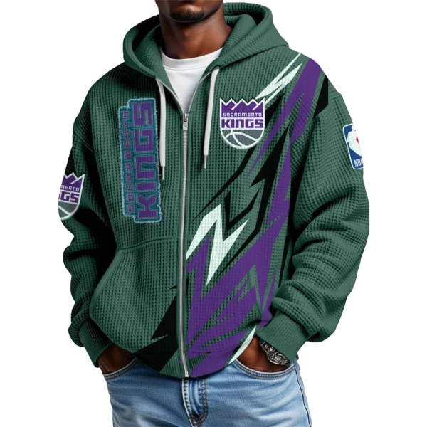 Sacramento Kings Men’s Waffle Knit Full Zip-Up Hoodie