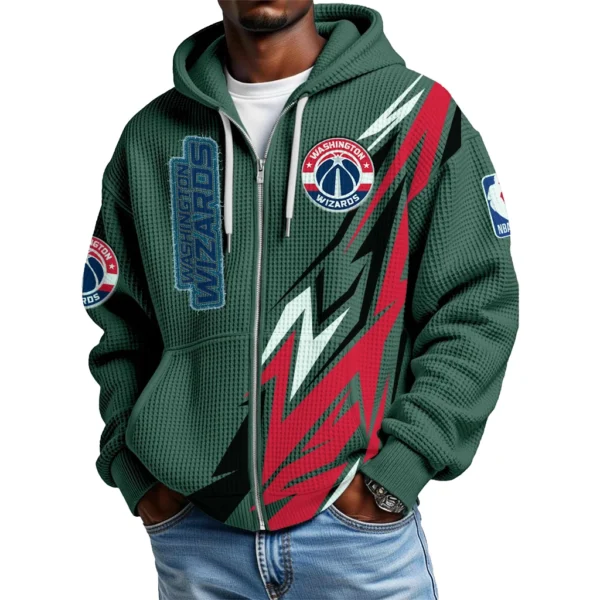 Washington Wizards Men’s Waffle Knit Full Zip-Up Hoodie
