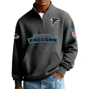 Atlanta Falcons Men’s Quarter Zip Pullover Sweatshirt Waffle Knit Pocket New 2026 Limited