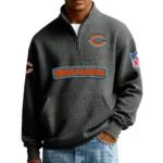 Chicago Bears Men’s Quarter Zip Pullover Sweatshirt Waffle Knit Pocket New 2026 Limited