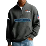 Denver Broncos Men’s Quarter Zip Pullover Sweatshirt Waffle Knit Pocket New 2026 Limited