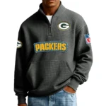 Green Bay Packers Men’s Quarter Zip Pullover Sweatshirt Waffle Knit Pocket New 2026 Limited