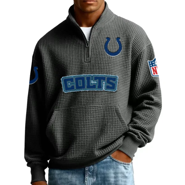 Indianapolis Colts Men’s Quarter Zip Pullover Sweatshirt Waffle Knit Pocket New 2026 Limited