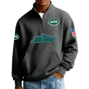 New York Jets Men’s Quarter Zip Pullover Sweatshirt Waffle Knit Pocket New 2026 Limited