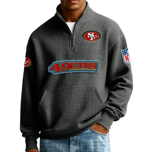 San Francisco 49ers Men’s Quarter Zip Pullover Sweatshirt Waffle Knit Pocket New 2026 Limited