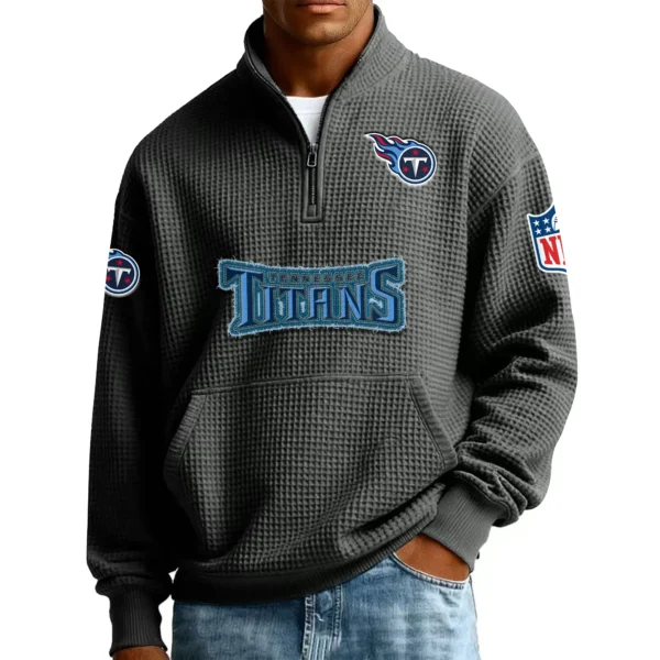 Tennessee Titans Men’s Quarter Zip Pullover Sweatshirt Waffle Knit Pocket New 2026 Limited
