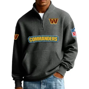 Washington Commanders Men’s Quarter Zip Pullover Sweatshirt Waffle Knit Pocket New 2026 Limited