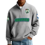 Boston Celtics Men’s Quarter Zip Pullover Sweatshirt Waffle Knit Pocket New 2026 Limited