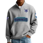 Charlotte Hornets Men’s Quarter Zip Pullover Sweatshirt Waffle Knit Pocket New 2026 Limited