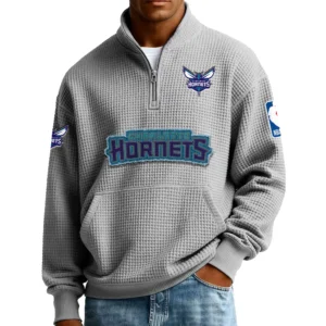 Charlotte Hornets Men’s Quarter Zip Pullover Sweatshirt Waffle Knit Pocket New 2026 Limited